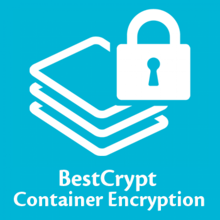 BestCrypt Container Encryption icon on blue background 