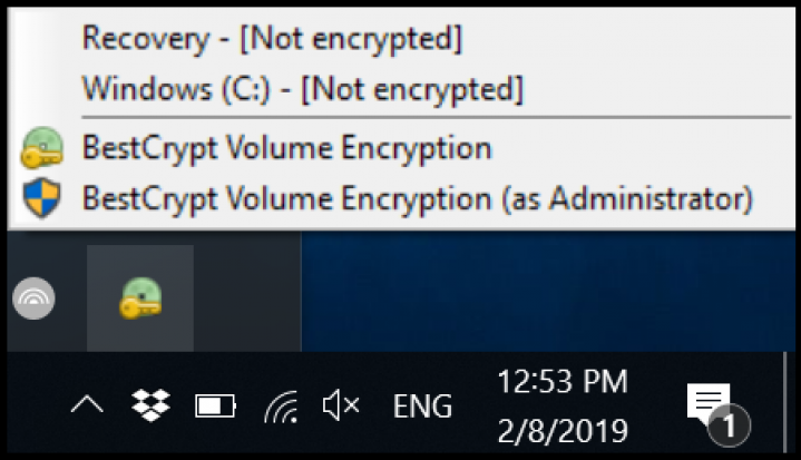 Screenshot step 1 Encrypt with BestCrypt Volume Encryption