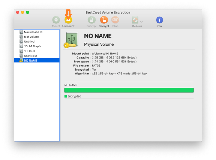 How to Encrypt External Hard Drives - Mac, Unmount Volume screenshot