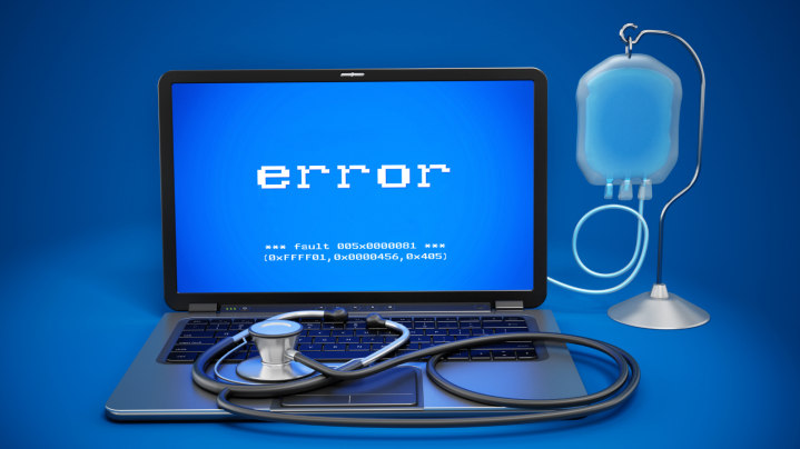 Image of a computer showing a fatal error not working and malfuncioning commonly known as a dead computer