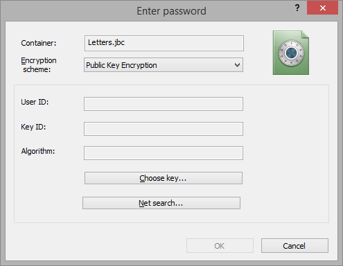 Advanced Enter Password window