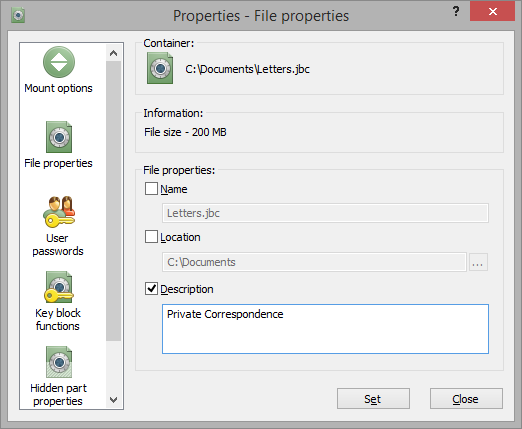 Container File Properties