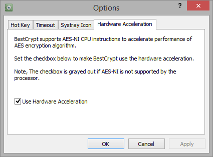  Hardware Acceleration option tab 