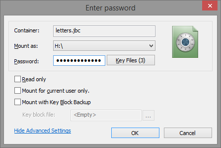  Enter Password dialog advanced view 