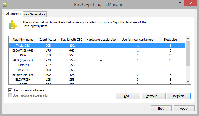 BestCrypt Plug-in Manager 
