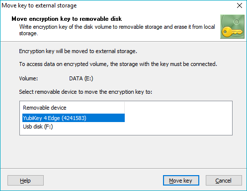 Move key to removable disk