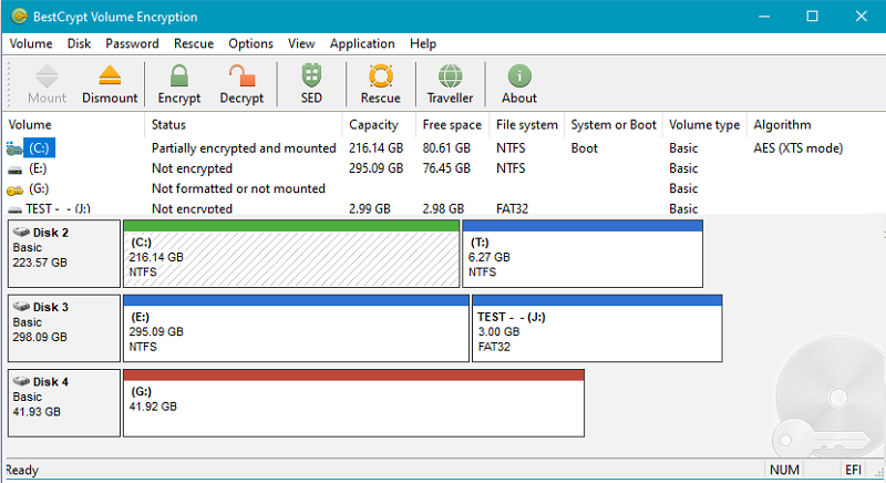 BestCrypt Volume for Disk Encryption protects all data on fixed/removable disks great Screen Shot