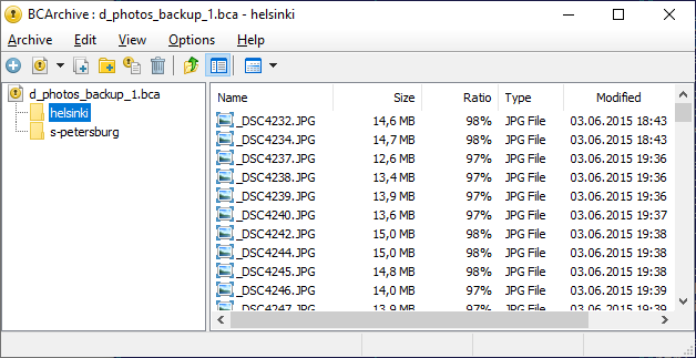 Viewing files in the encrypted archive