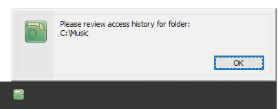 Notification about reviewing the folder access history