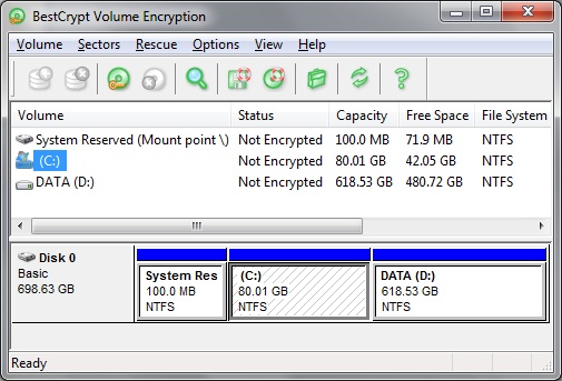 BestCrypt Volume Encryption on client computer