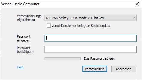 Set encryption password DE - screenshot