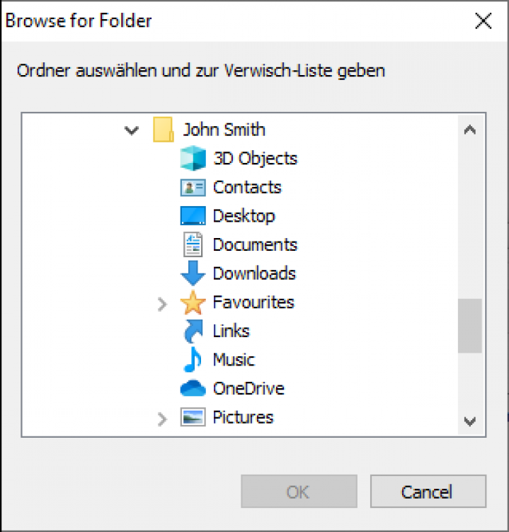 Delete with wiping browse screenshot