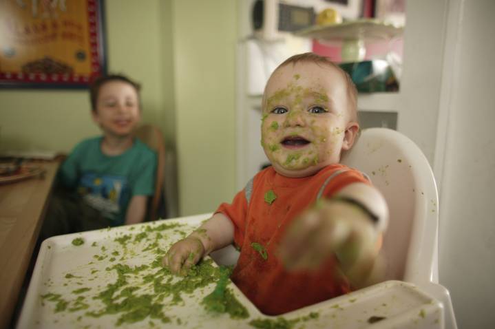 Picture of messy baby eating
