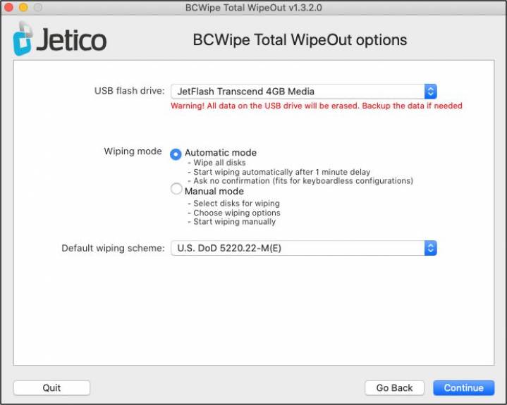 Screenshot wipe MacBook clean step3 select mode