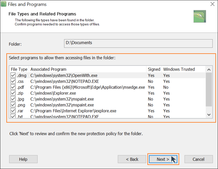 A screenshot showing how to scan programs in BC Data Shelter
