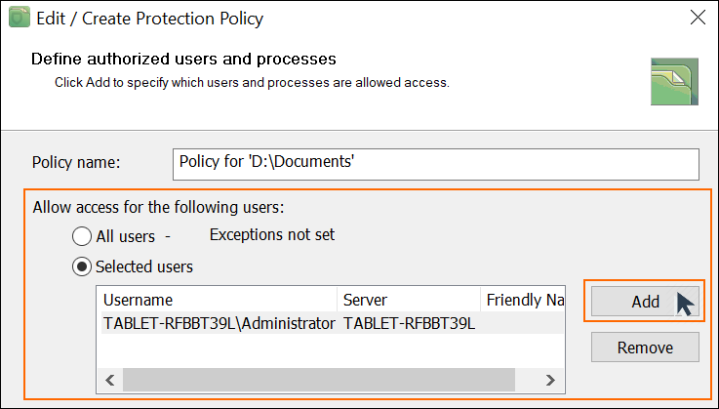 A screenshot showing how to select users in BC Data Shelter