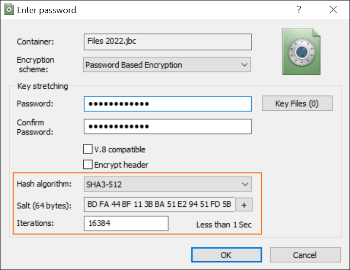 A screenshot showing how to create a password in BestCrypt software