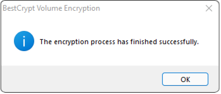 A screenshot of successful encryption in BCVE