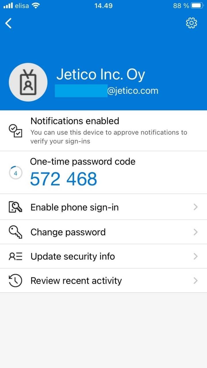 Shows how an authenticator application looks like