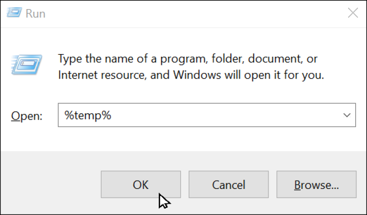 Screenshot showing how to open the temporary file folder from the start menu in Windows 11