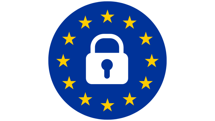 Icon showing European flag with lock to represent encryption requirements for NIS2 directive